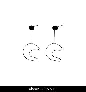 Schöne halbmondförmige Ohrstecker. Schönes und elegantes Accessoire. Schwarz-Weiß-Vektor isolierte Illustration im Doodle-Stil Stock Vektor