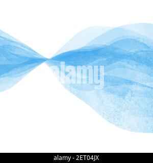 Aquarell transparent Welle hellblau Farbe Hintergrund. Aquarell handbemalte Wellen Illustration. Banner Rahmen Hintergrund isoliert auf weiß. Grunge Stockfoto