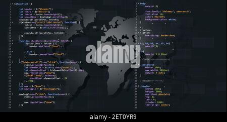javascript Programmierung Web-Entwicklung für Website. Front-End-Web-Entwicklung. Mix Media Hintergrund Stockfoto