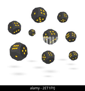Schwarze Würfel mit Schatten. Flacher isometrischer Stil 3D, Vektorgrafik. Stock Vektor