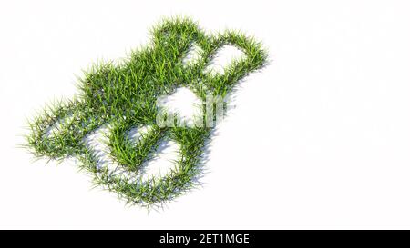 Konzept oder konzeptuelle grüne Sommer Rasen Gras Symbol isoliert weißen Hintergrund, Zeichen der Diplom. Eine illustration 3D Metapher für akademische eachi Stockfoto