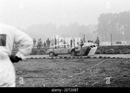 Banger Autorennen auf Swaffham Raceway 1970s Stockfoto