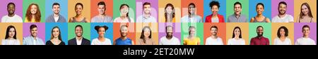 Buntes Mosaik Von Glücklichen Gesichtern Und Porträts Von Millennials Stockfoto