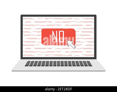 Flacher Knopf mit rotem Laptop auf weißem Hintergrund, tolles Design für jeden Zweck. Markensymbol-Vektordesign aktivieren. Stock Vektor