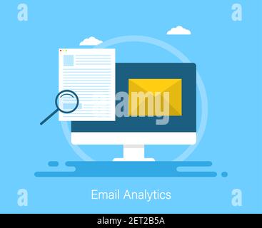 E-Mail-Analyse. Business Management, Analyse. Webbanner-Vorlage. Vektorgrafik Design. Stock Vektor
