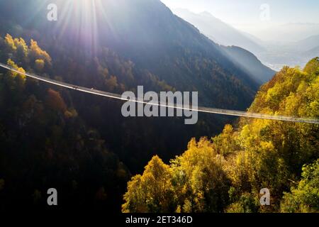 Ponte nel Cielo, Valtartano, Valtellina (IT), Luftaufnahme Stockfoto