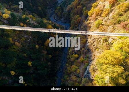 Ponte nel Cielo, Valtartano, Valtellina (IT), Luftaufnahme Stockfoto