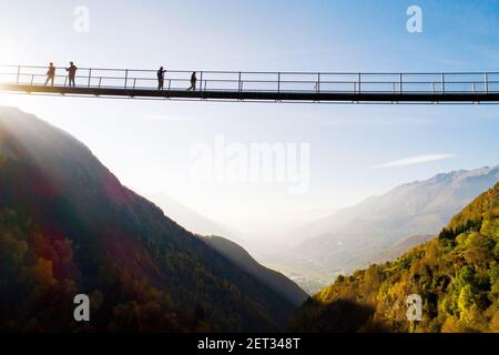 Ponte nel Cielo, Valtartano, Valtellina (IT), Luftaufnahme Stockfoto