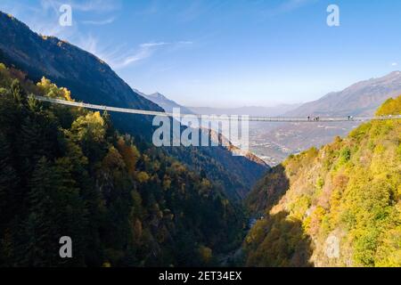 Ponte nel Cielo, Valtartano, Valtellina (IT), Luftaufnahme Stockfoto