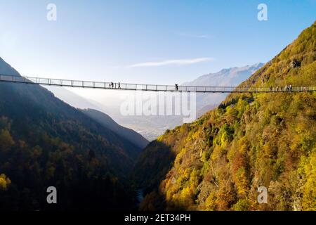 Ponte nel Cielo, Valtartano, Valtellina (IT), Luftaufnahme Stockfoto