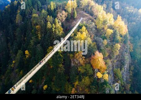 Ponte nel Cielo, Valtartano, Valtellina (IT), Luftaufnahme Stockfoto