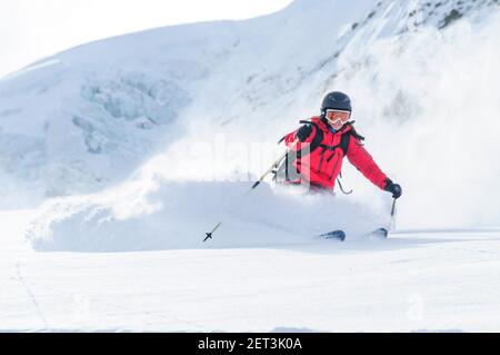 Offpiste Skifahren und Freeriden in der Mont Blanc Region Stockfoto