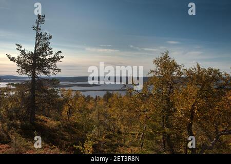 Blick von Keimiötunturi in Richtung Jerisjärvi Stockfoto