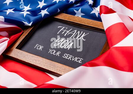 Tafel mit vielen Dank für Ihren Service Schriftzug auf american Alarmmeldung Stockfoto