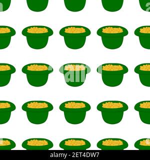 Illustration zum Thema Irish Holiday St. Patrick Tag, nahtlose Kopfschmuck Hüte. Muster St Patrick Day bestehend aus vielen identischen Hüten auf weißem Backgro Stock Vektor