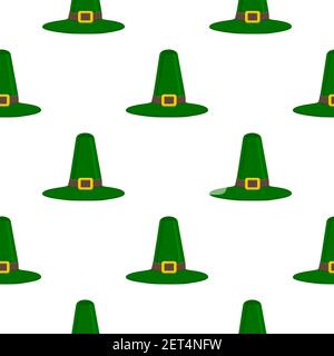 Illustration zum Thema Irish Holiday St. Patrick Tag, nahtlose Kopfschmuck Hüte. Muster St Patrick Day bestehend aus vielen identischen Hüten auf weißem Backgro Stock Vektor