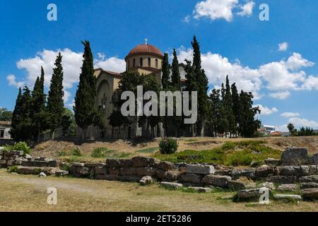 Athen, Griechenland, Holy Trinity Church Kerameikos Friedhof, Russische Kirche, Saint Nicodemus Kirche. Die Kirche der Heiligen Dreifaltigkeit ist ein byzantinischer chu Stockfoto