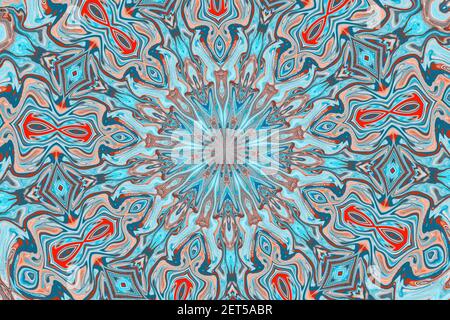 Kaleidoskop Hintergrundmuster in Blau und Orange Stockfoto