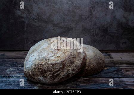 Handwerklich gebackenes Brot Sough Bio-Laib natürliche Baumwolle Brotbeutel Stockfoto