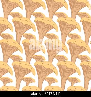 Nahtlose Muster gelb essbare Pilze Wachstum in Wald Vektor-Illustration Stock Vektor