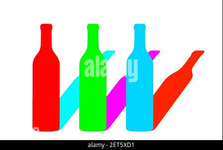 Primäre und sekundäre Farben; RGB, die Farbe des Lichts; CMYK; Farbtheorie. Stockfoto