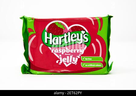Hartleys-Gelee-Würfel Mit Himbeere Stockfoto