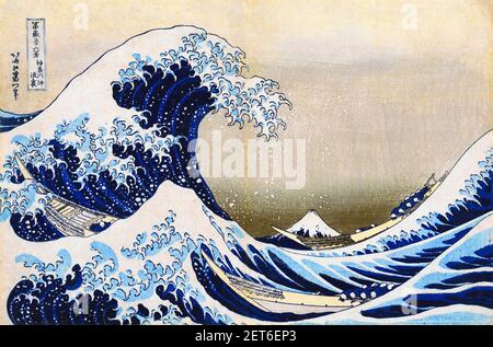 Hokusai. Die große Welle vor Kanagawa von Katsushika Hokusai, c. 1830. Japanische Kunst. Stockfoto