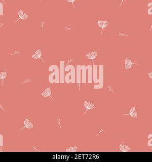 Kleine vier Blütenblätter Blume und Staubblätter nahtlose Muster Stock Vektor