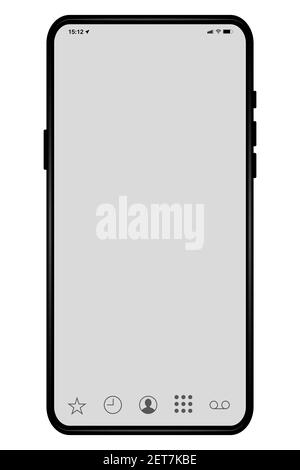 Realistische Handy-Mockup. Modernes Telefondesign mit leerem, transparentem Display. Vorderansicht. Vorlagen für Präsentationen und Infografik. Element für Kommunik Stock Vektor