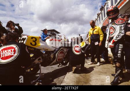 Randy Mamola (USA), Team Suzuki, Frankreich GP 1987, Le Mans Stockfoto