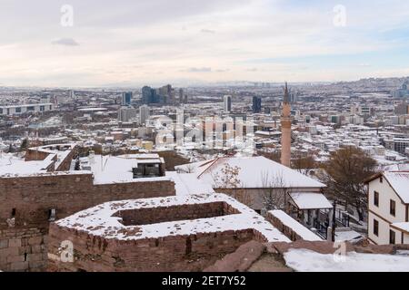 Ankara Landschaft von Ankara Schloss im Winter, Ankara, Türkei Stockfoto