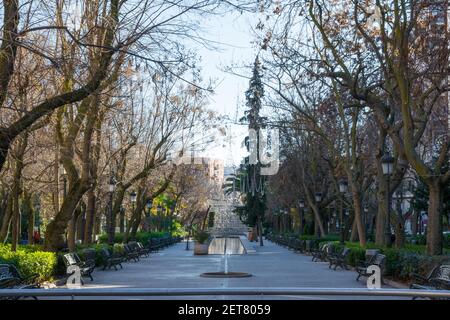 Puertollano, schöne Aussicht auf Paseo de San Gregorio. Ciudad Real, Spanien Stockfoto