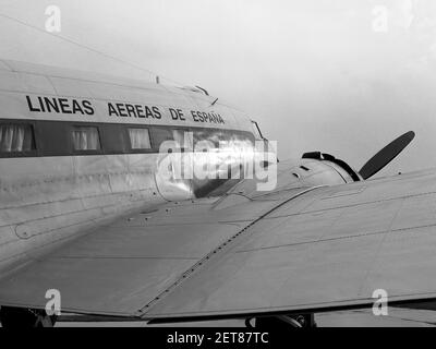 Douglas DC3 im Aeronautics Museum von Malaga. Spanien. Stockfoto