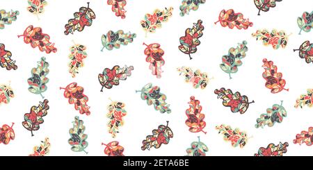 Verstreute bunte Blätter nahtlose Vektor-Muster Stock Vektor