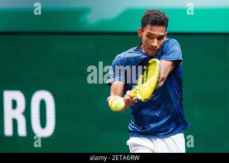 ROTTERDAM, NIEDERLANDE - MÄRZ 1: Während des ABN AMRO World Tennis Tournament 48e in Rotterdam Ahoy am 1. März 2021 in Rotterdam, Niederlande Stockfoto