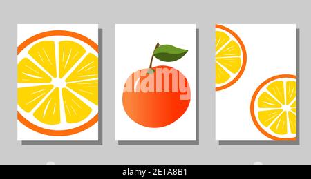 Set von Plakaten mit Orangen. Stock Vektor
