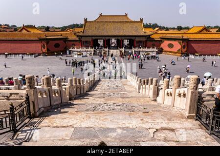 Peking, China. 2nd. Juni 2017. Das Tor der Himmlischen Reinheit ist der Haupteingang zum Inneren Gerichtshof der Verbotenen Stadt in Peking, China. Stockfoto