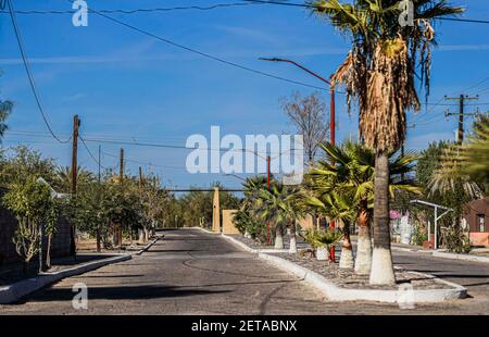 Trincheras, Mexiko. Gemeinde oder Stadt Trincheras, nördlich des Staates Sonora. Es grenzt an die Gemeinde Altar, Pitiquito und Tubutama. Sonoran Desert, Mexiko. (Foto von Luis Gutierrez / Norte Photo) Trincheras, Mexiko. Comunidad o pueblode Trincheras, localizado al norte del estado de Sonora. Colinda con el municipio de Altar, Pitiquito y Tubutama. Desierto de Sonora, Mexiko. (Foto von Luis Gutierrez / Norte Photo) Stockfoto