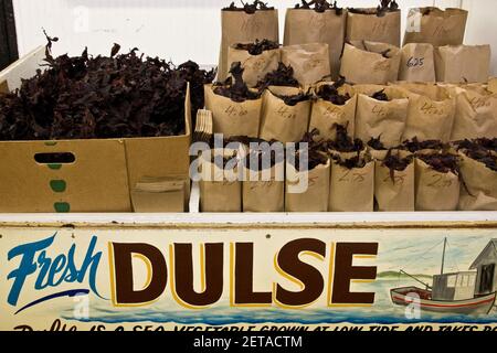 Dulse (Seegras) zum Verkauf auf dem Saint John City Market in Saint John, New Brunswick, Kanada Stockfoto