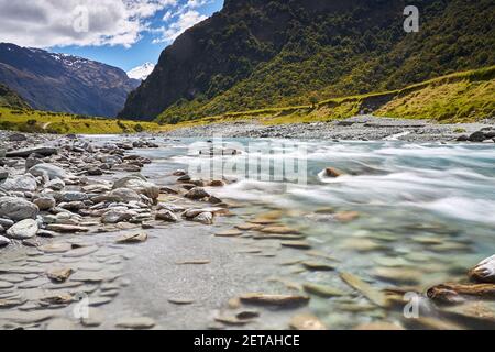 Matukituki River im Mt Aspiring National Park Stockfoto