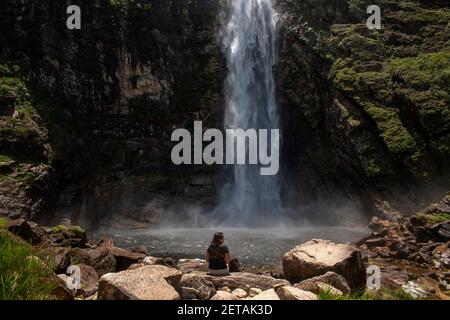 Casca D'anta Wasserfall am São Francisco Fluss, Serra da Canastra Nationalpark, Minas Gerais, Brasilien Stockfoto