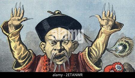 Personifikationen von China Detail aus China Imperialismus Karikatur (beschnitten). Stockfoto