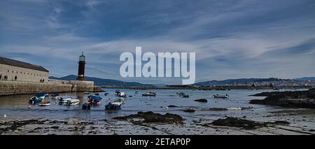 Der Leuchtturmstrand am rias baixas, Galicien, La playa del faro und las rias baixas Stockfoto