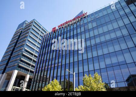 Stadtzentrum von Parramatta und Aufnahme des Universitätsgebäudes von Western Sydney Im CBD, Parramatta, Western Sydney, Australien Stockfoto