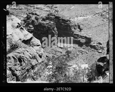 Petra. El-Habis Bereich. El-Habis von Umm el-Biyara, Position der Crusader Castle Stockfoto