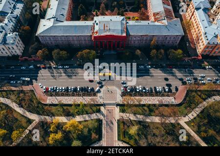 Kiew. Ukraine. April 18 2019. Die Universität von Taras Schewtschenko. Luftaufnahme. Stockfoto