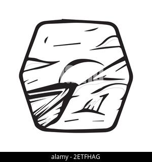 Boot Sonnenuntergang Aufkleber Vektor. Sonnenuntergang Ansicht mit Haus und Berg Illustration, Sonnenuntergang Aufkleber Vektor. Stock Vektor