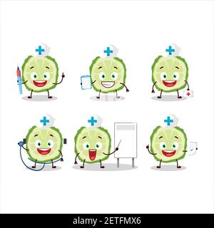 Arzt Beruf Emoticon mit Scheibe von Kaffir Limette Frucht Cartoon Zeichen Stock Vektor