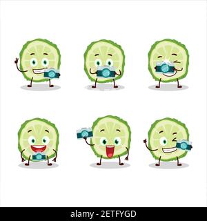 Fotograf Beruf Emoticon mit Scheibe von Kaffir Limette Frucht Cartoon Zeichen Stock Vektor