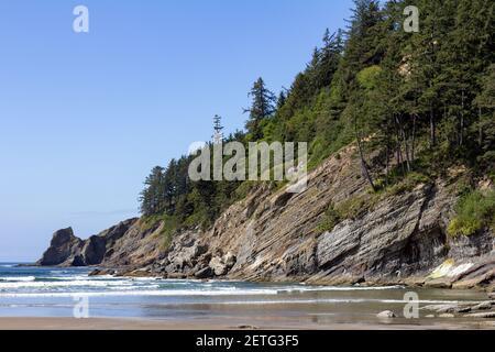 Cape Falcon beherbergt Smuggler Cove und Short Sand Beach Die Küste von Oregon Stockfoto